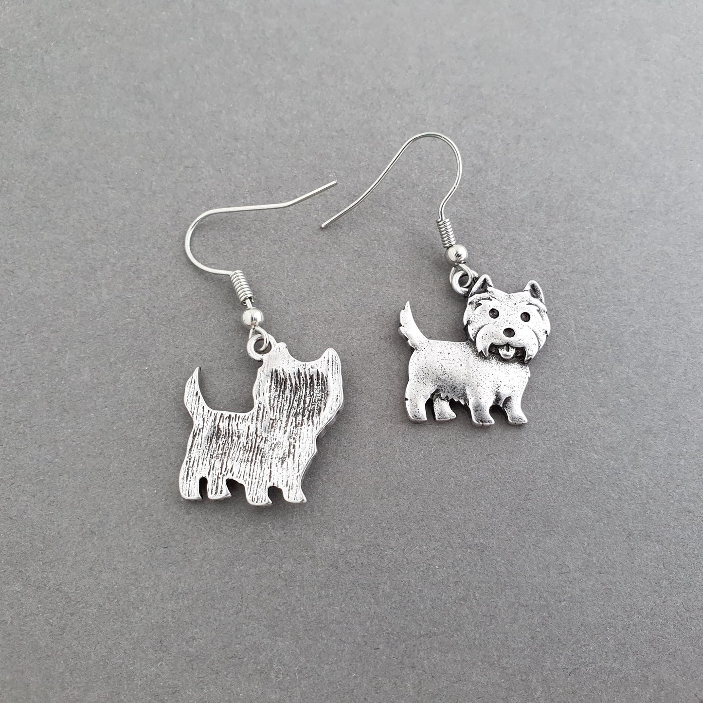 West Highland Terrier Novelty Earrings - Silver