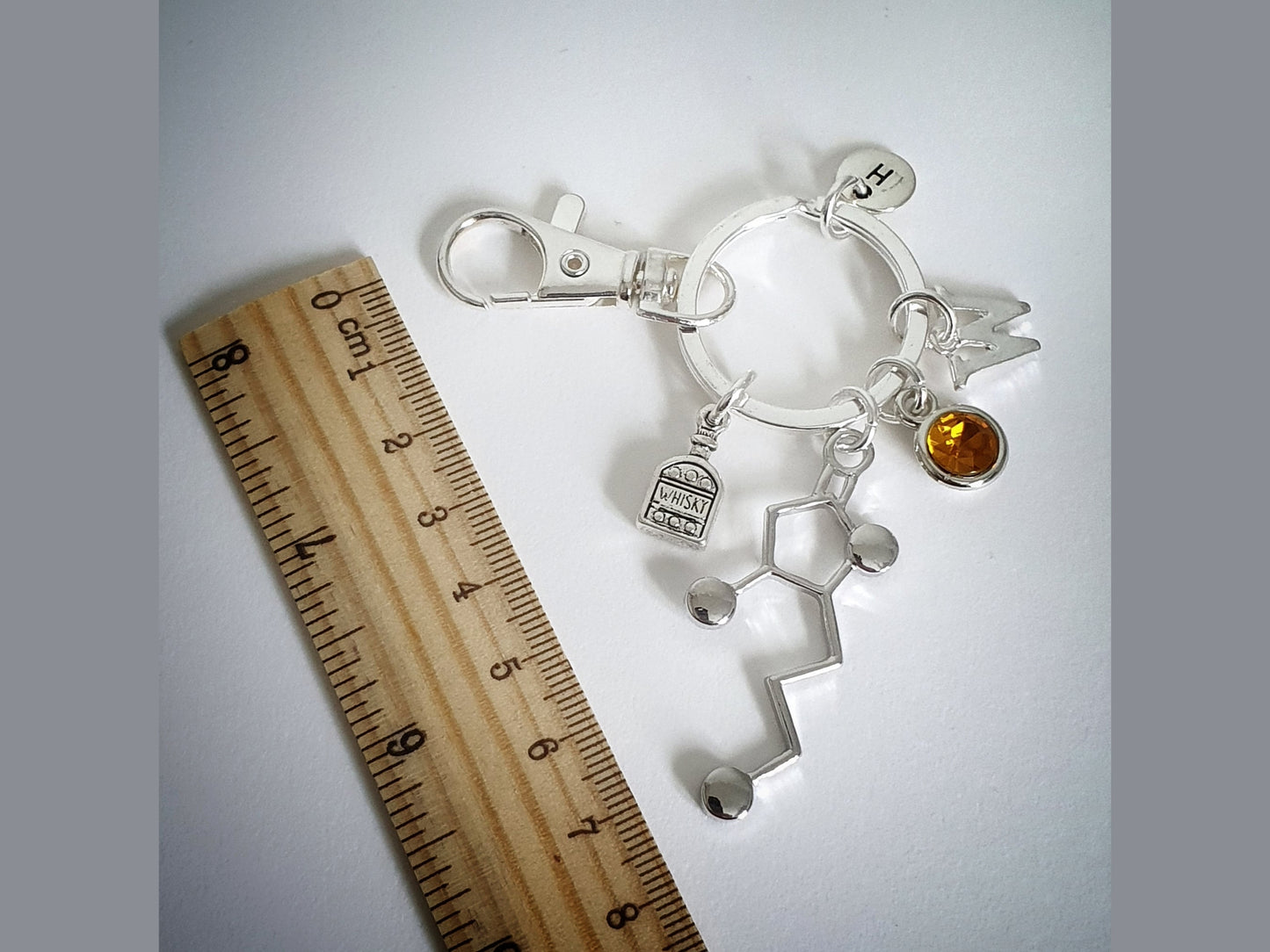 Whiskey Molecule Keyring - Silver