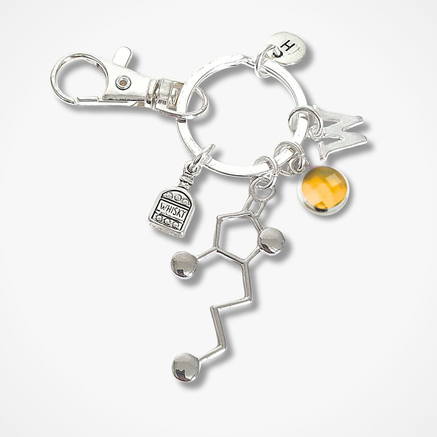 Whiskey Molecule Keyring - Silver