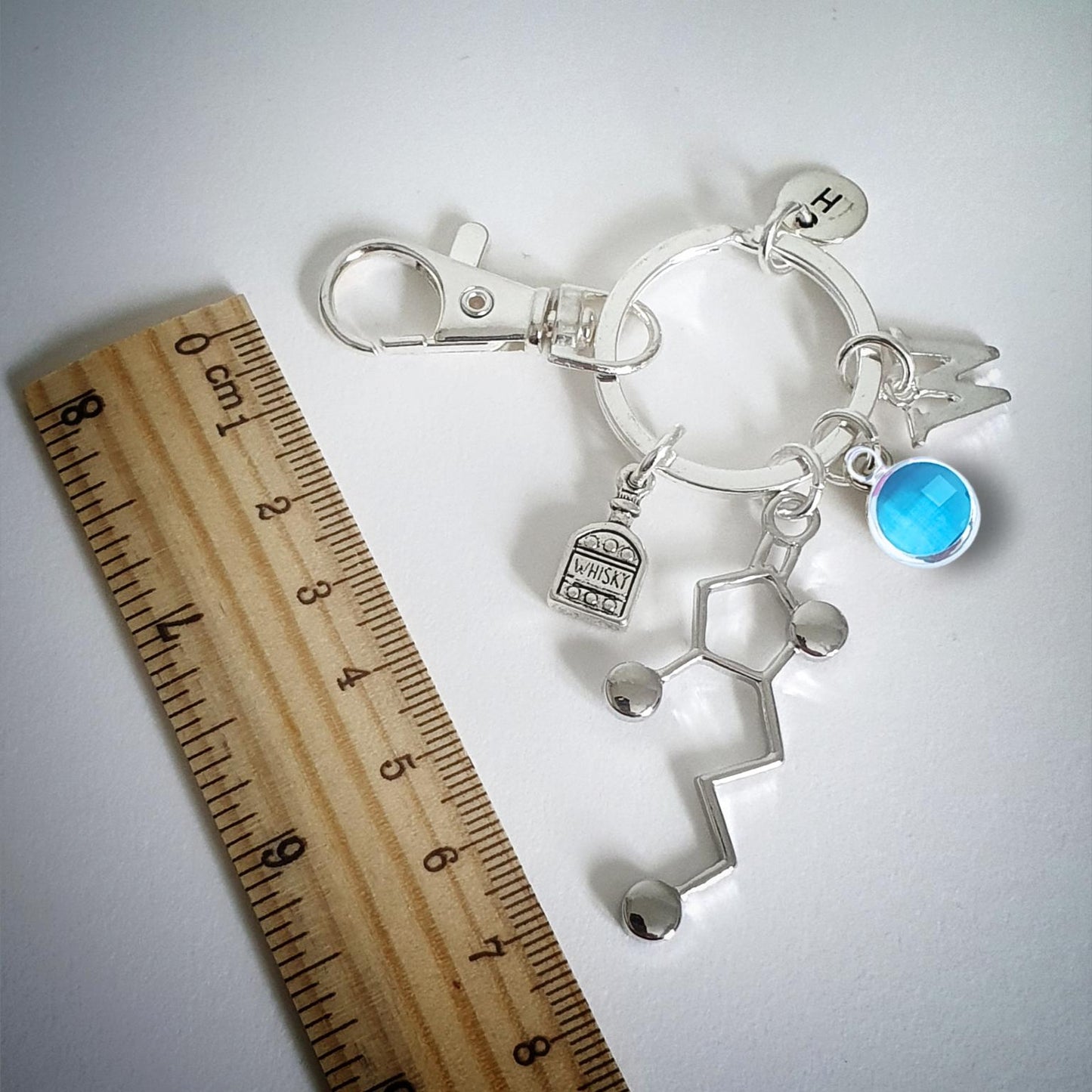 Whiskey Molecule Keyring - Silver