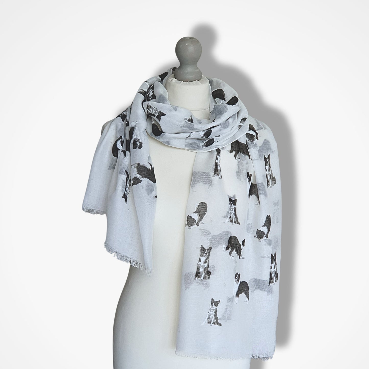 Border Collie Scarf - White