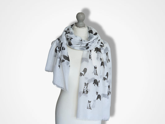 Border Collie Scarf - White