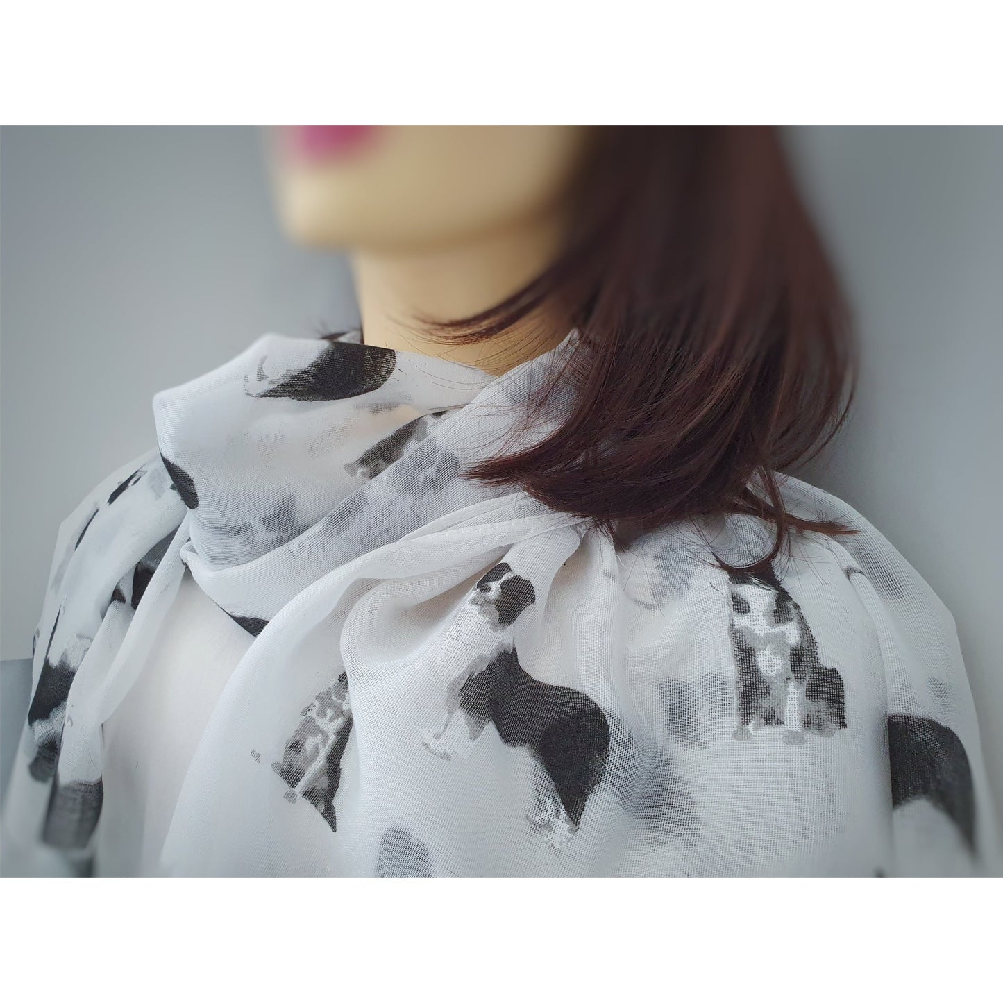 Border Collie Scarf - White