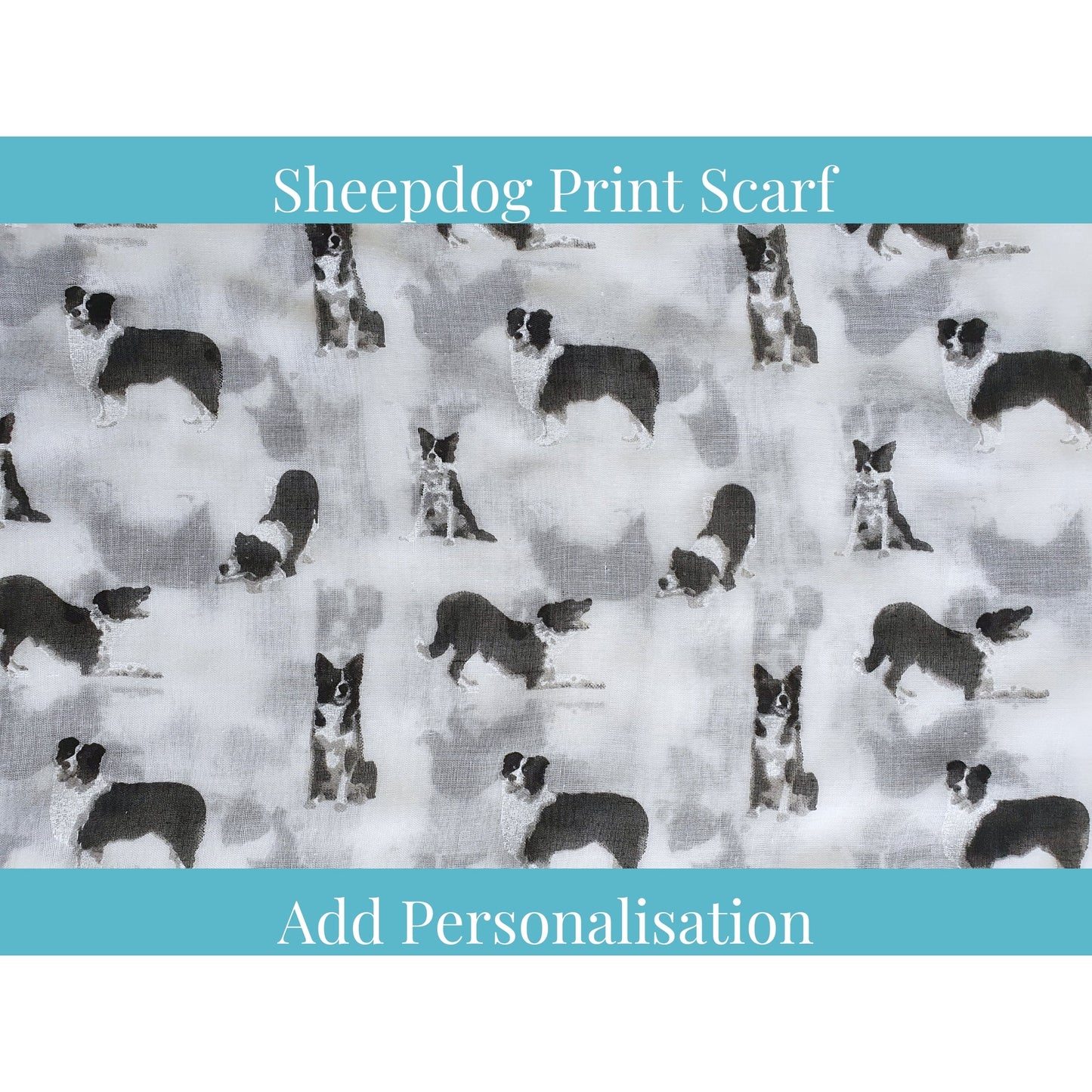 Border Collie Scarf - White