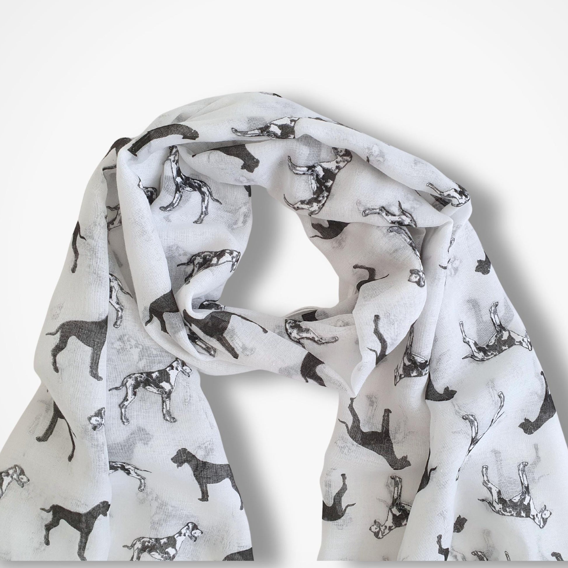 Scarf with great dane dog pattern on a white background
