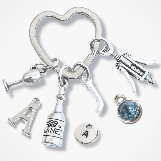 Wine Drinkers Keyring - Silver