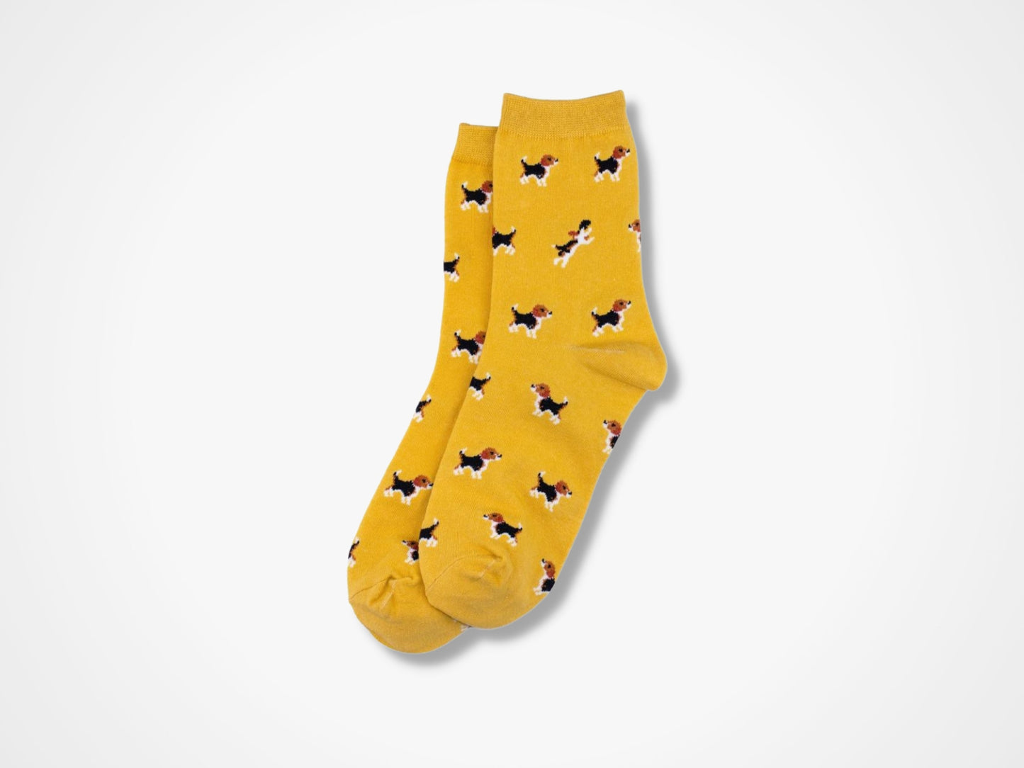 Cute Mustard Yellow Beagle Dog Socks - Fun and Stylish Footwear for Dog Lovers!