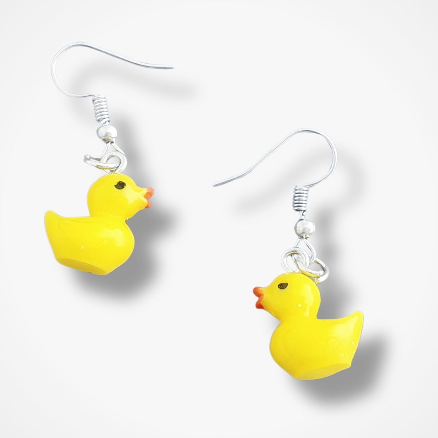 Yellow Rubber Duck Earrings - Silver