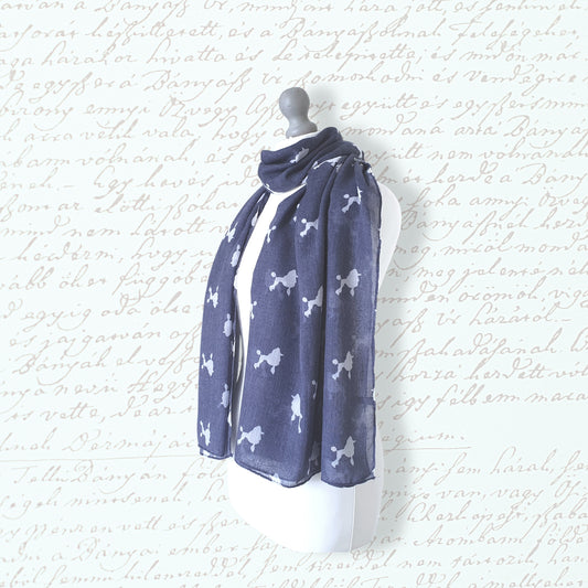 Poodle Print Scarf - Blue