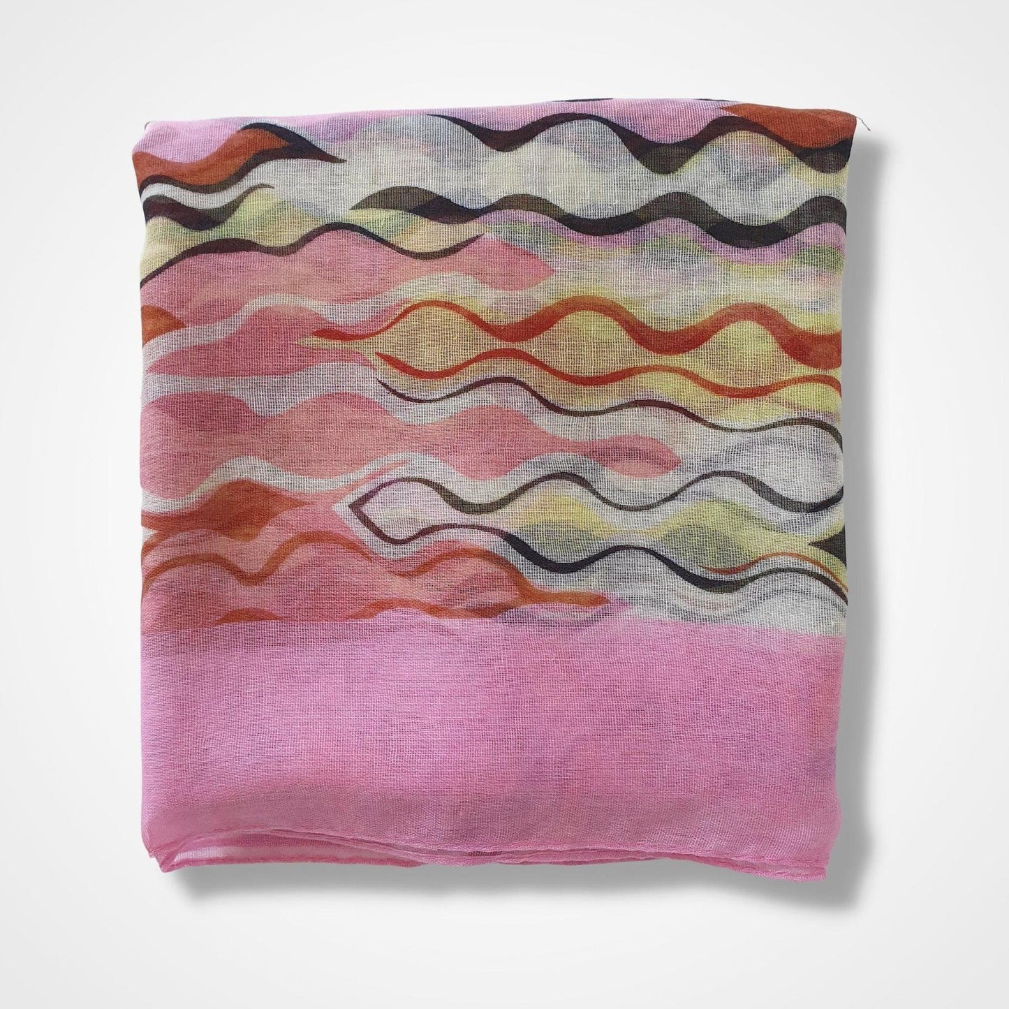 Abstract Waves Print Scarf Pink