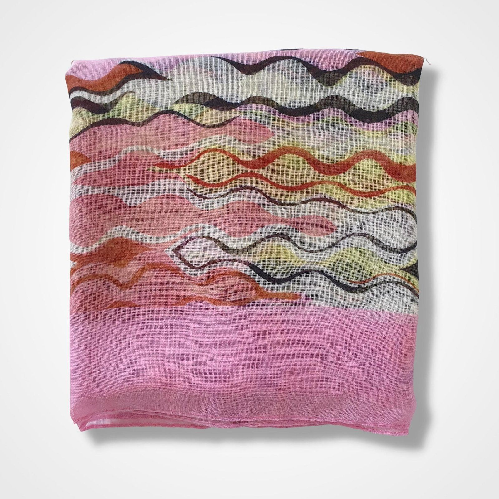Abstract Waves Print Scarf Pink