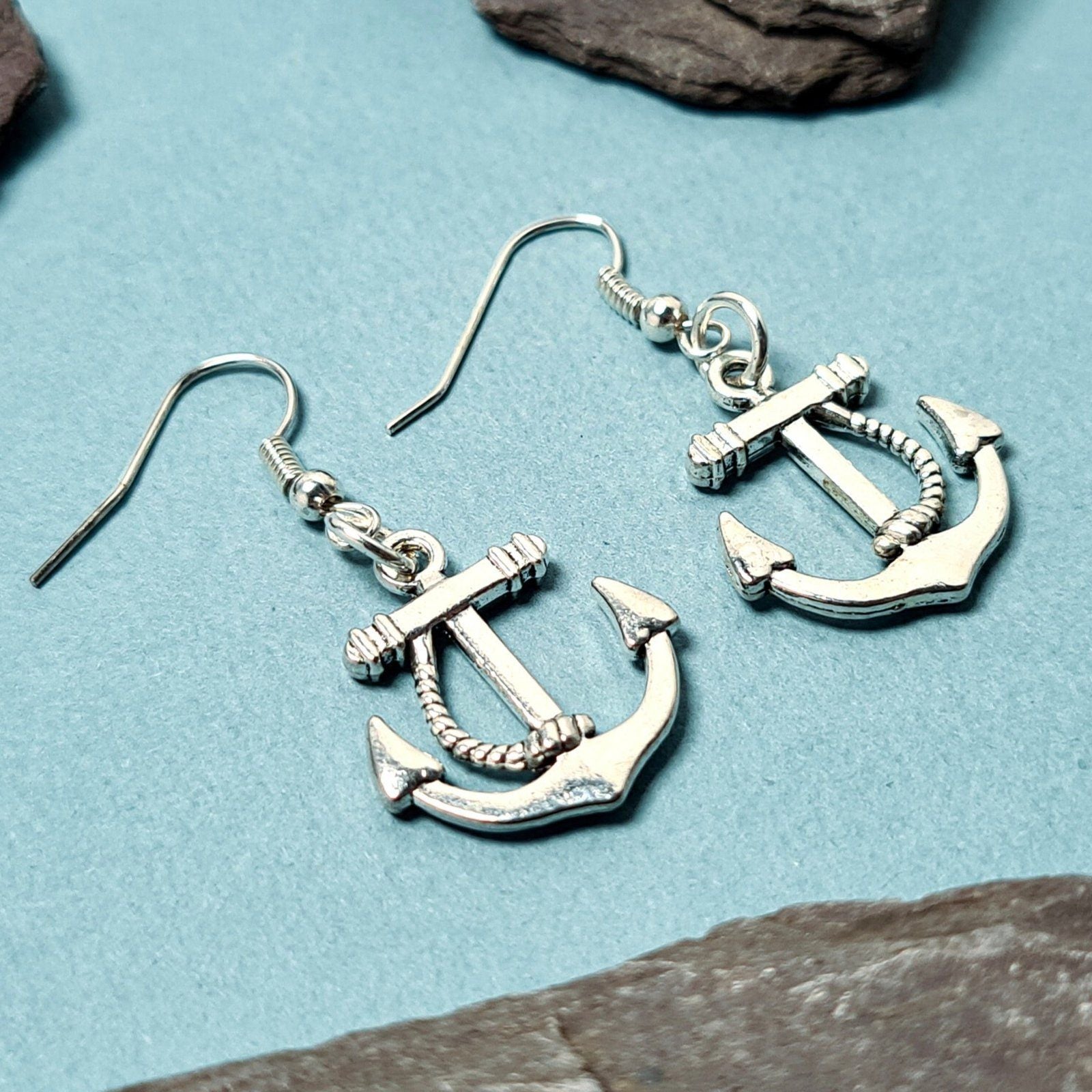 Anchor Earrings Silver