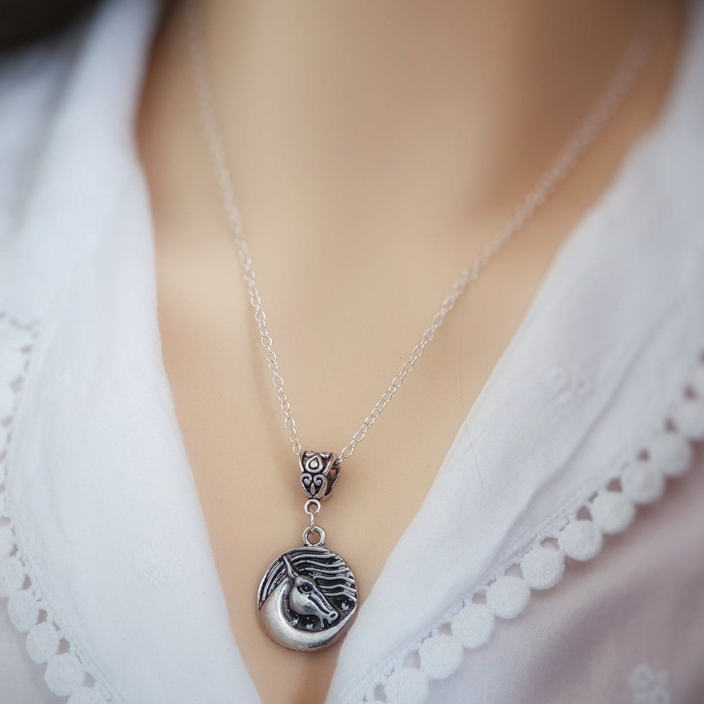 Art Nouveau Horse Necklace Silver