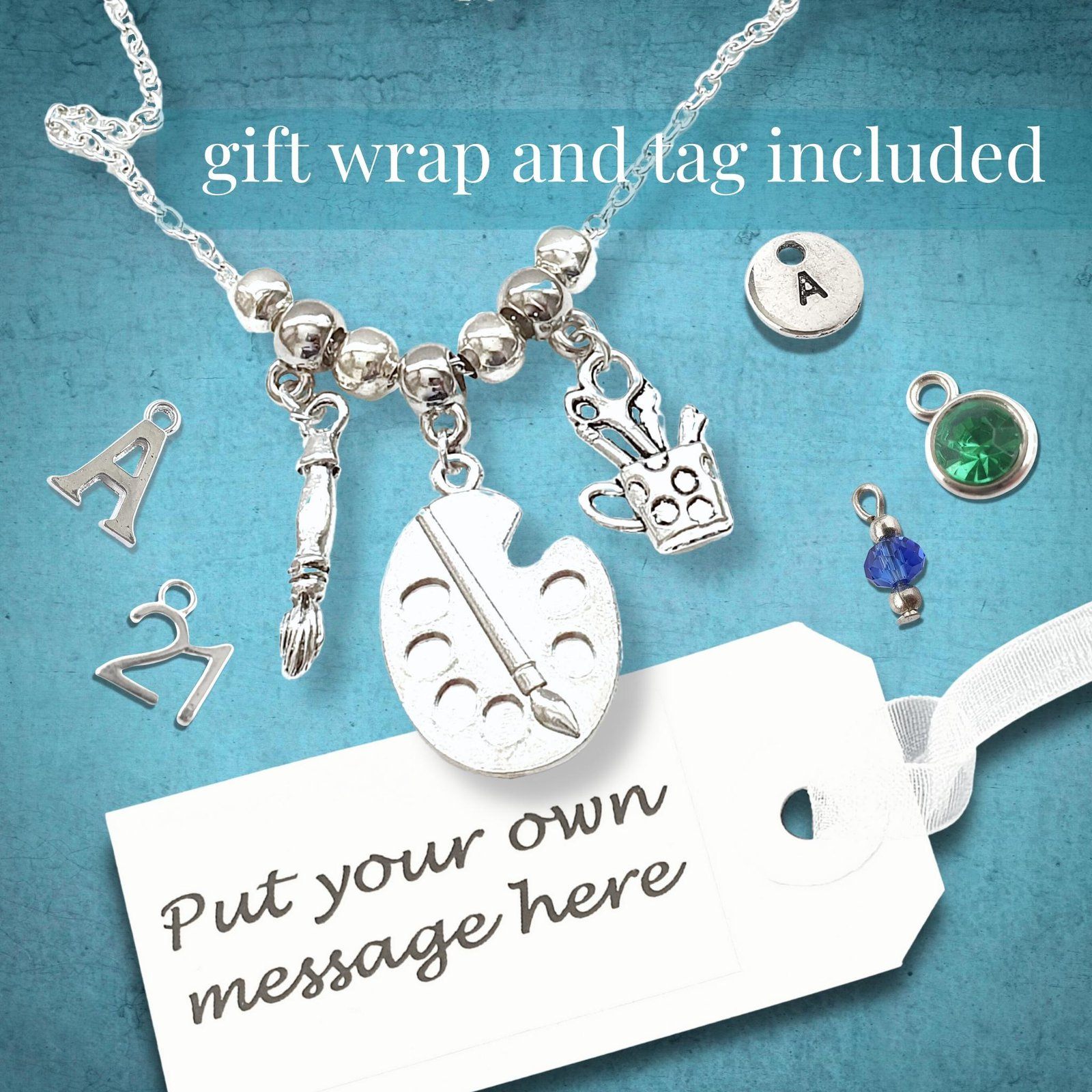 Artists Paint Palette Necklace Silver