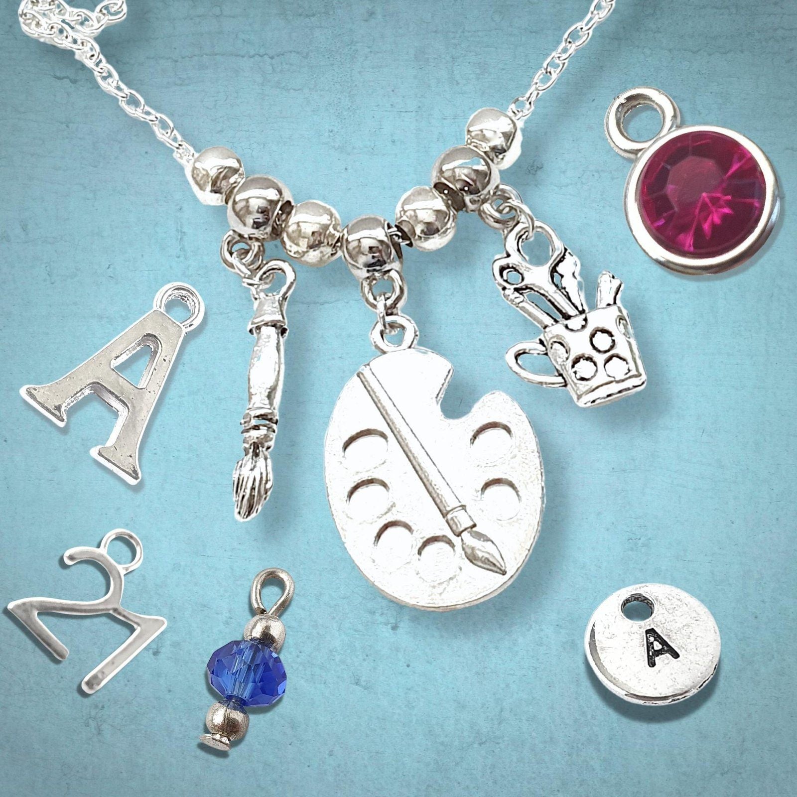 Artists Paint Palette Necklace Silver