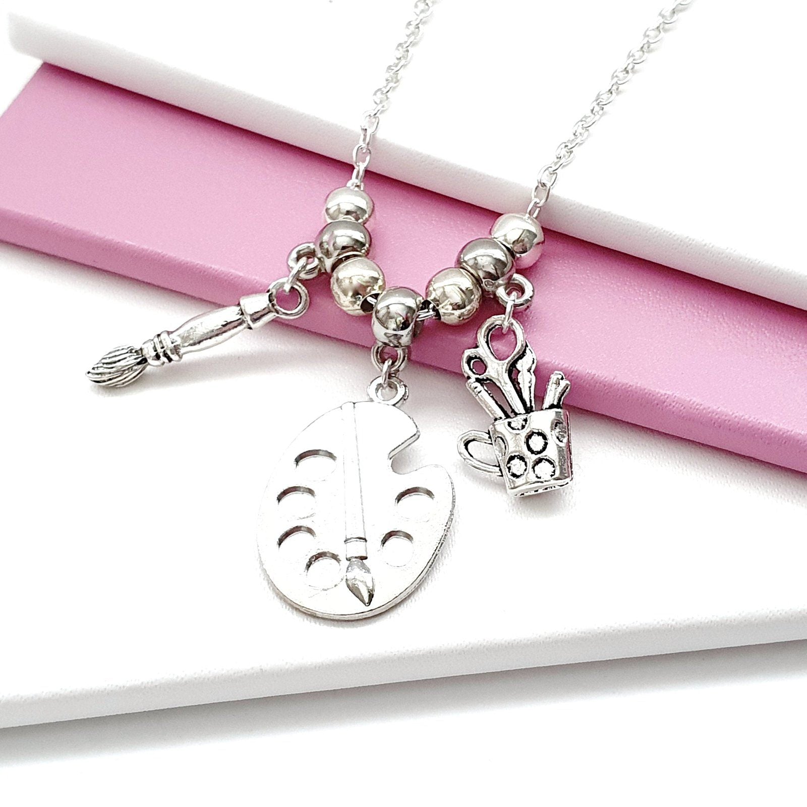 Artists Paint Palette Necklace Silver