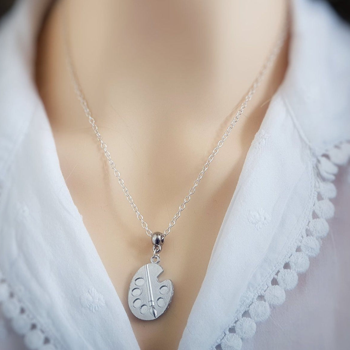 Artists Palette Necklace Silver