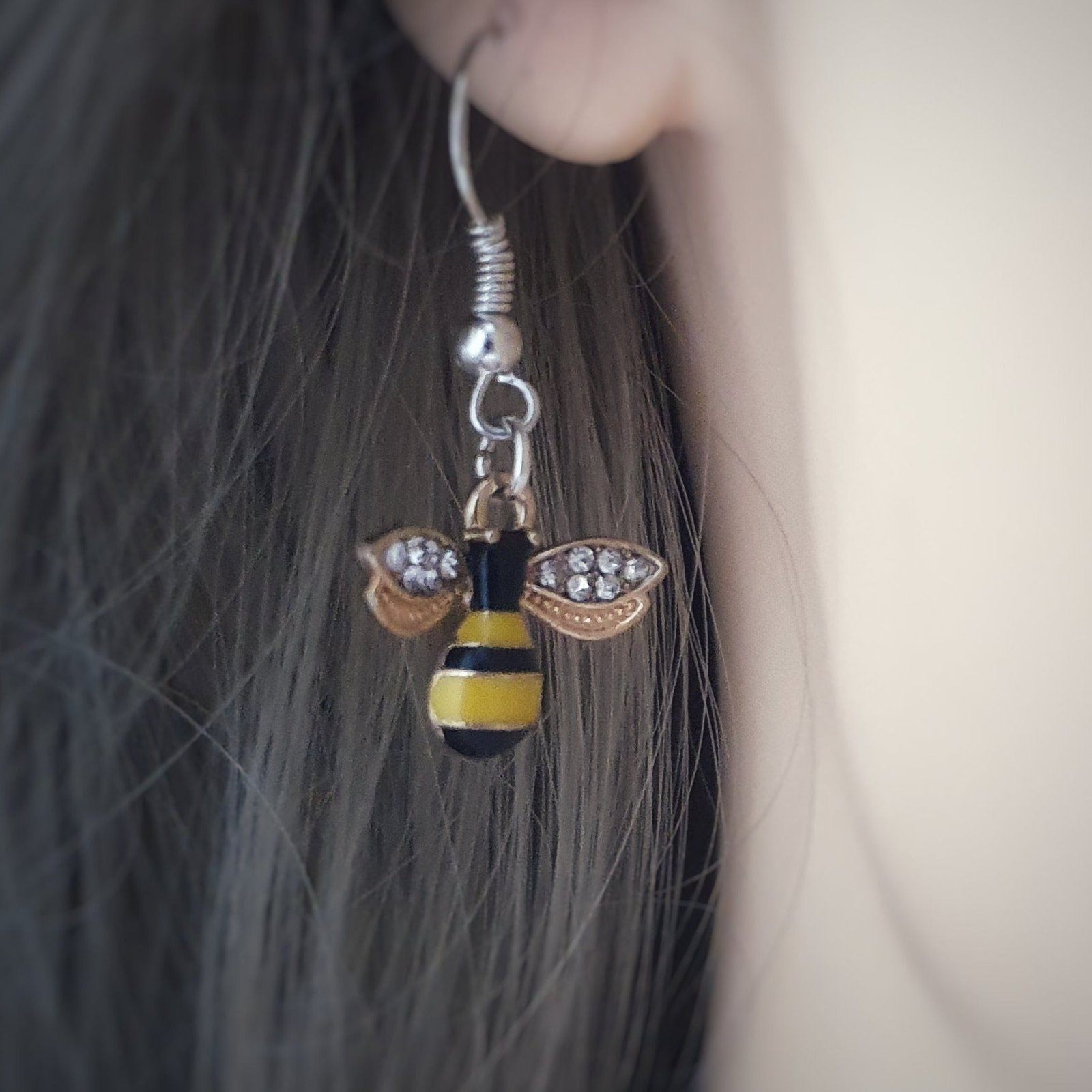 Bee Earrings Silver