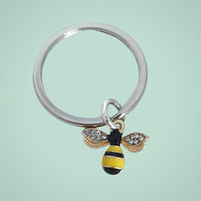 Load image into Gallery viewer, Bee Happy Keyring Silver
