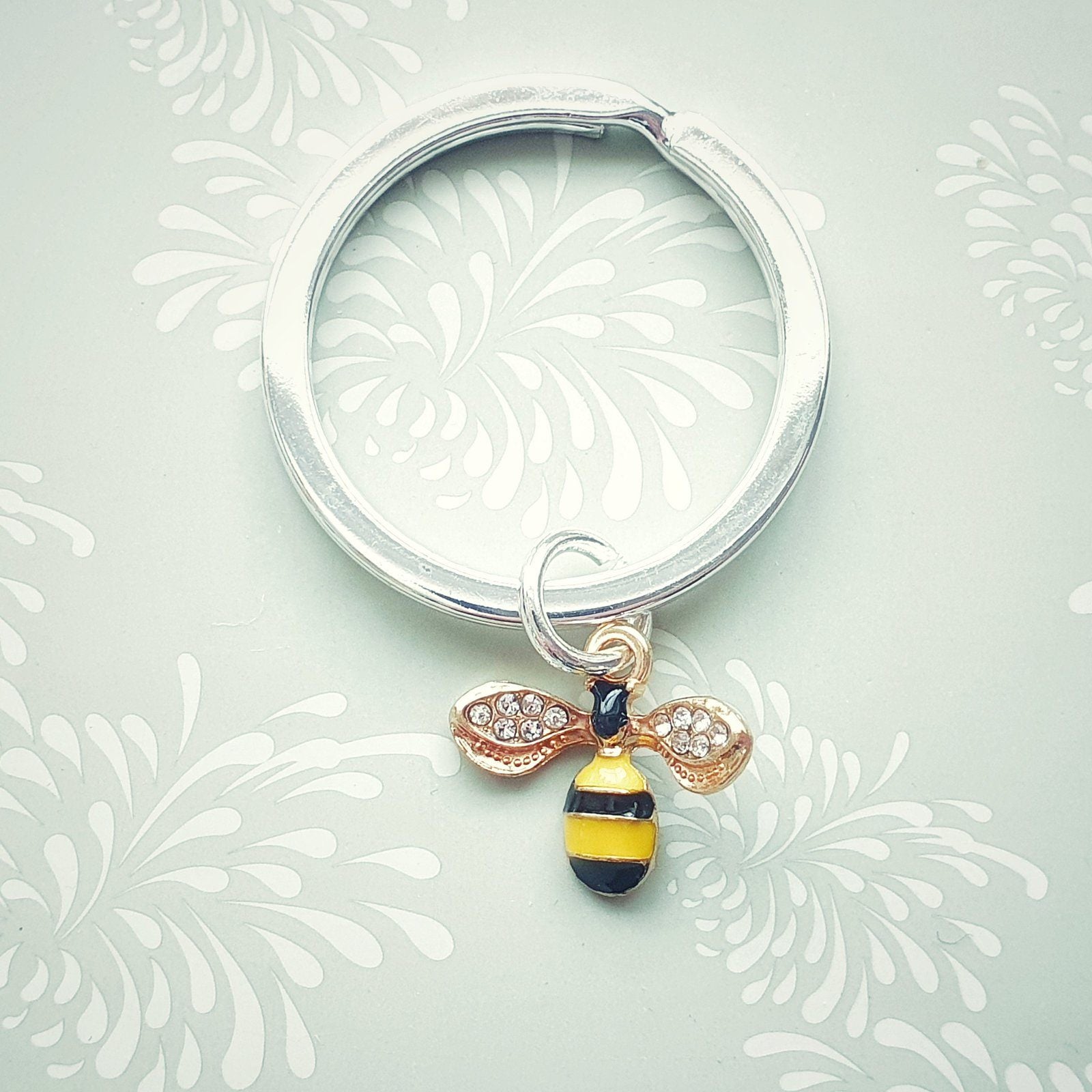 Bee Happy Keyring Silver