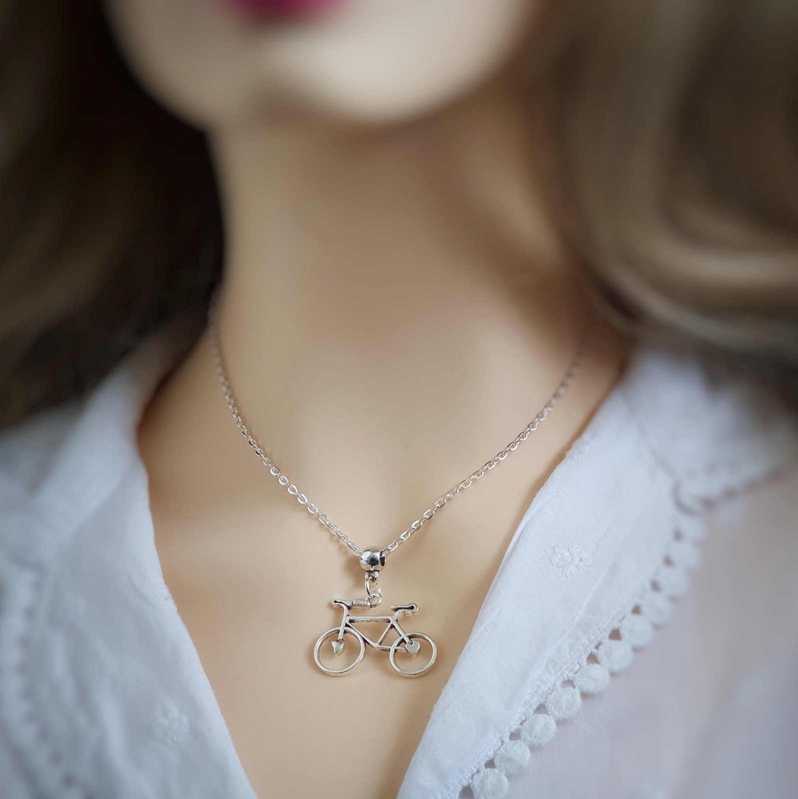 Bicycle Necklace Silver