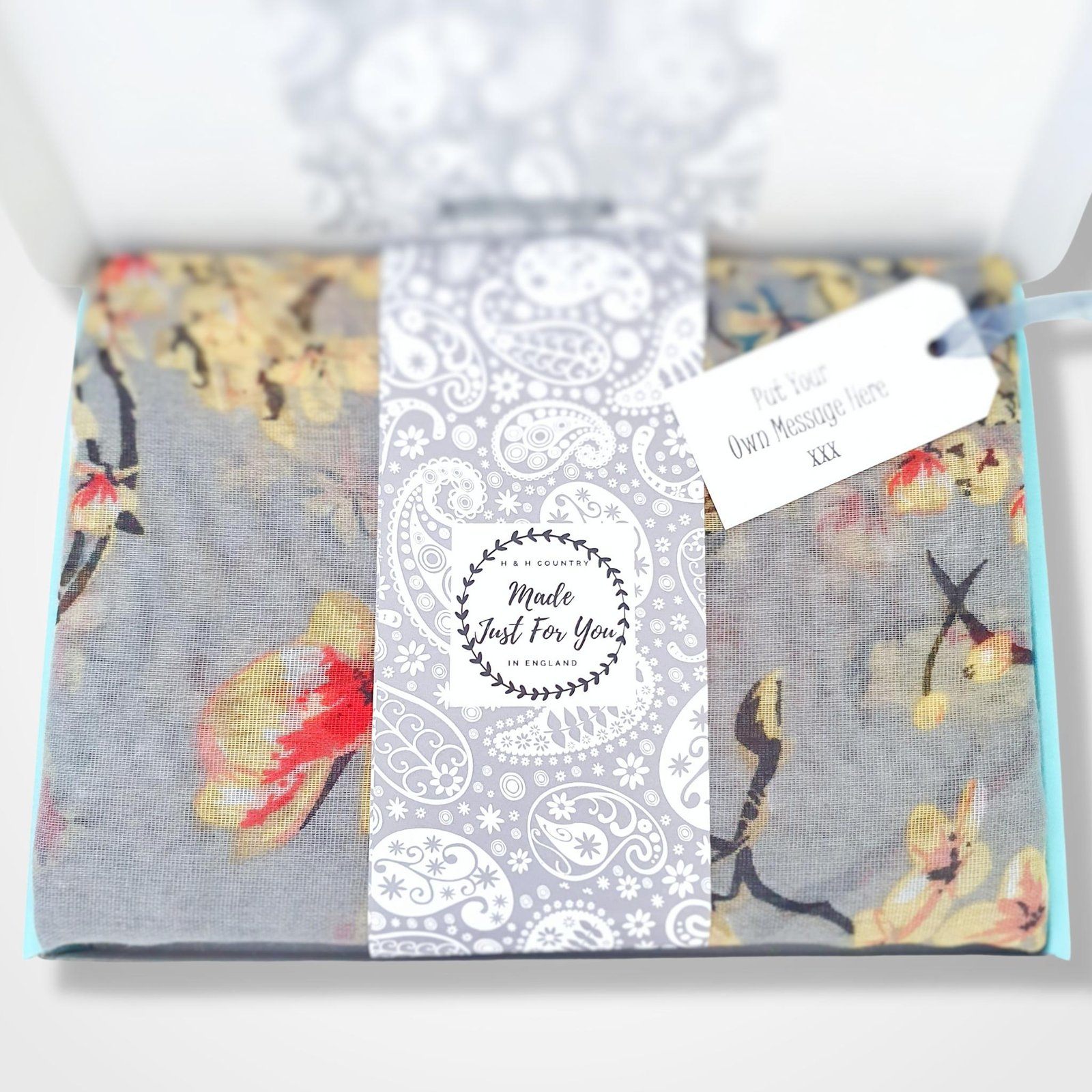 Bird Blossom Scarf Grey