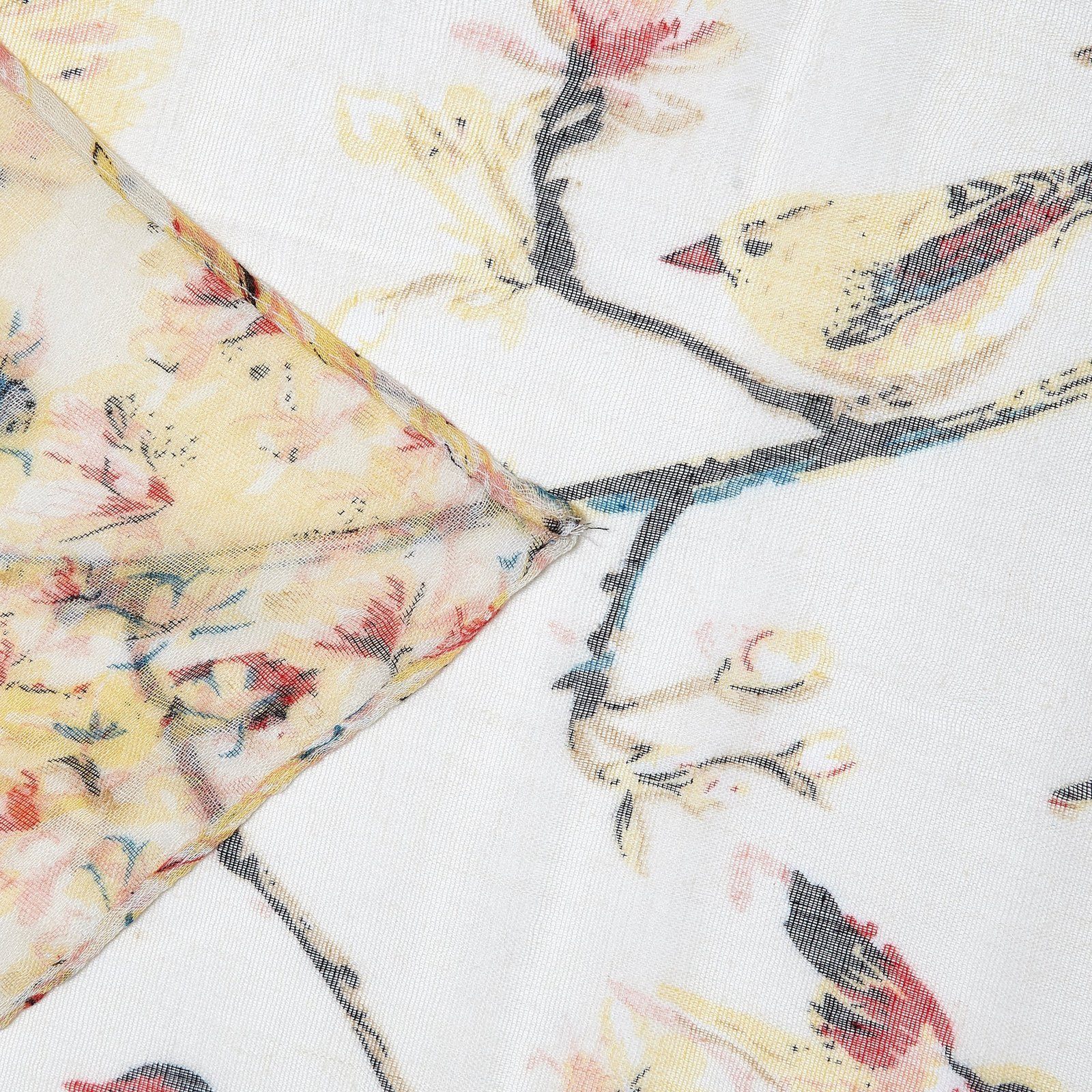 Bird Blossom Scarf White