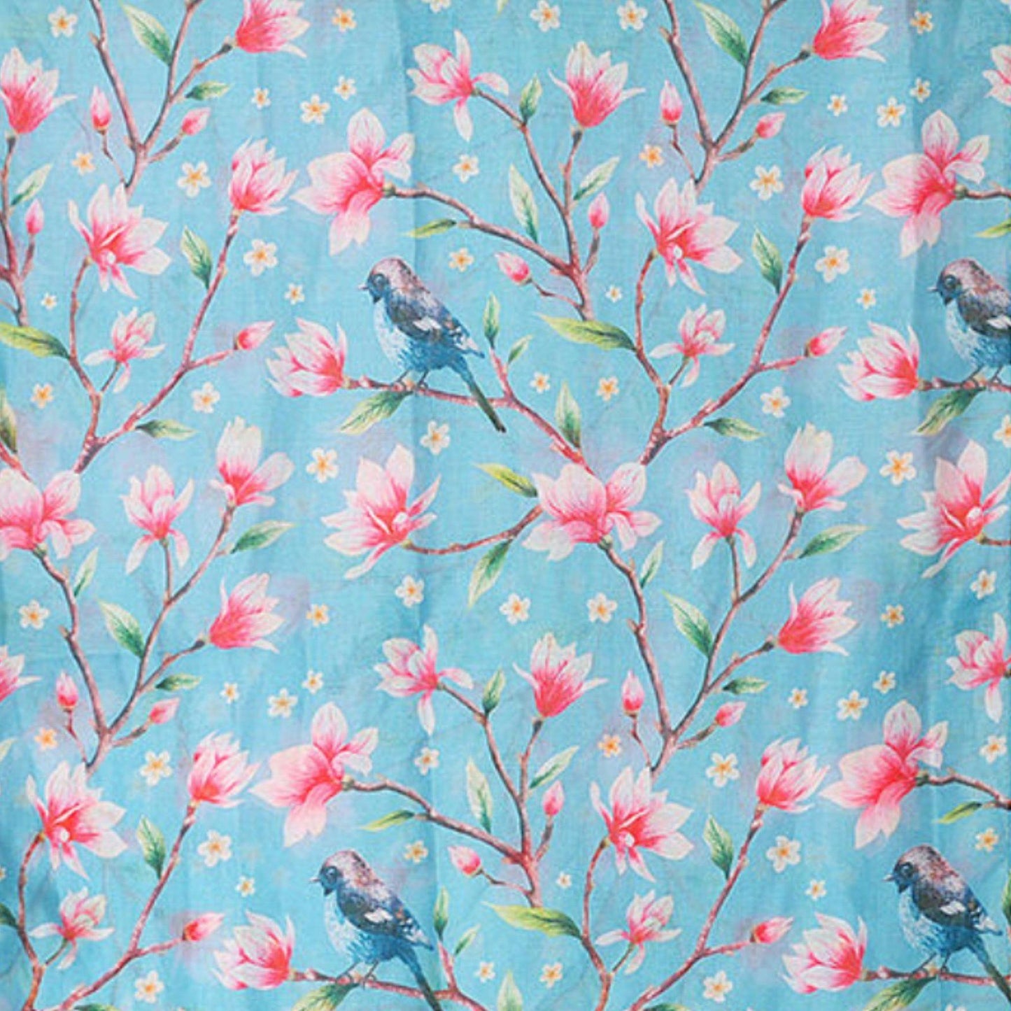 Bird Flower Scarf Aqua
