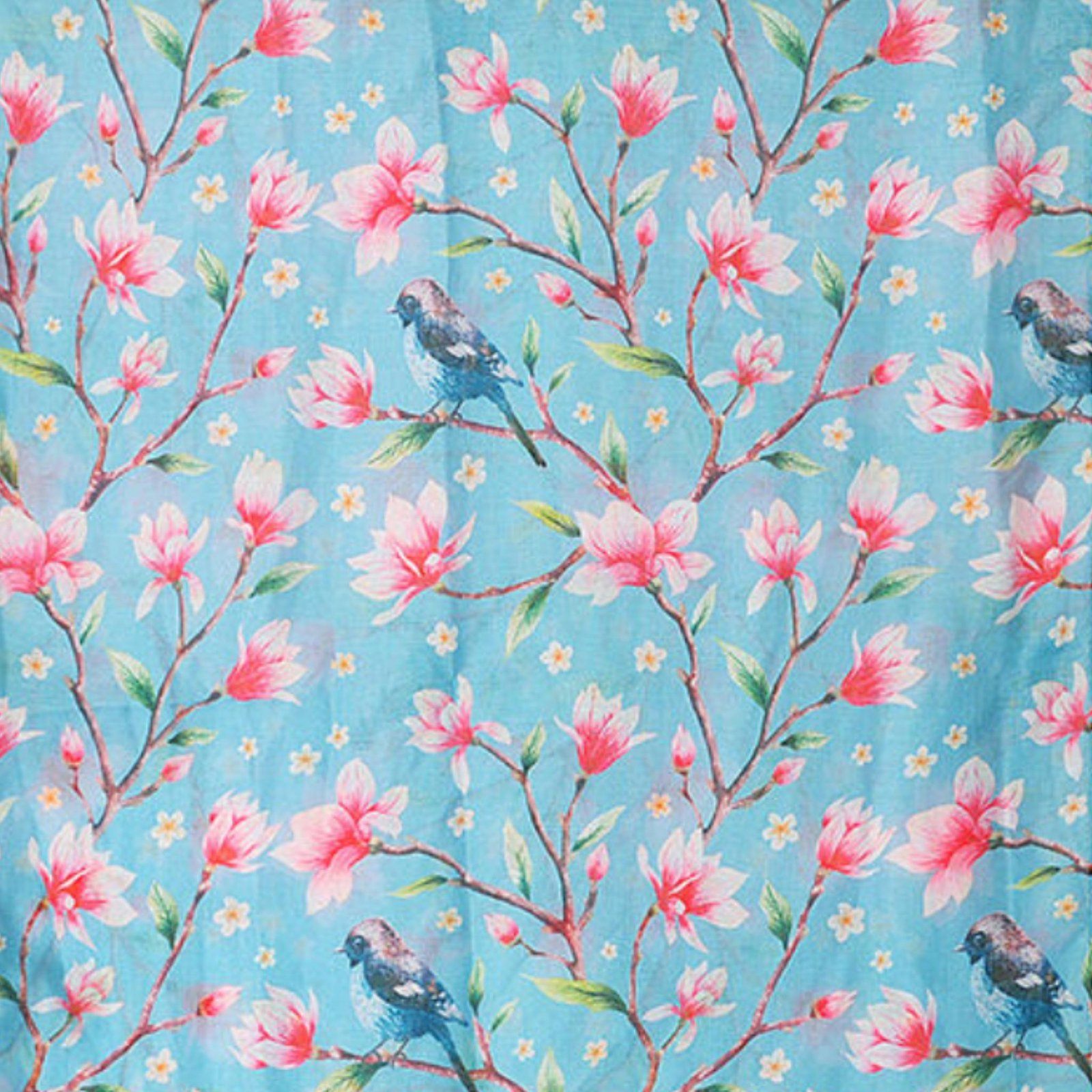 Bird Flower Scarf Aqua
