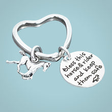 Load image into Gallery viewer, Bless Horse Rider Keyring Silver

