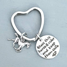 Load image into Gallery viewer, Bless Horse Rider Keyring Silver
