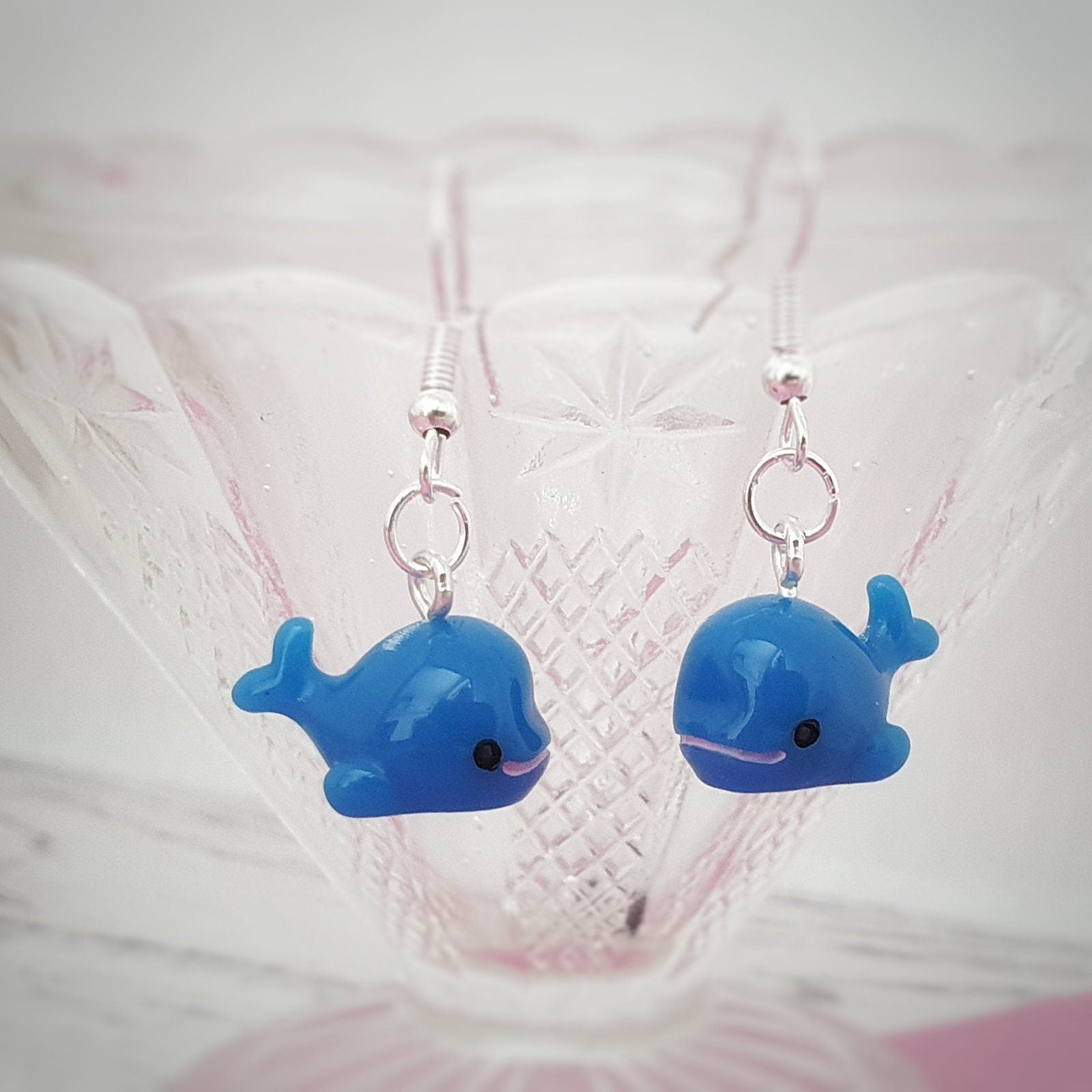 Blue Whale Earrings Silver