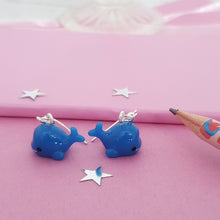Load image into Gallery viewer, Blue Whale Earrings Silver
