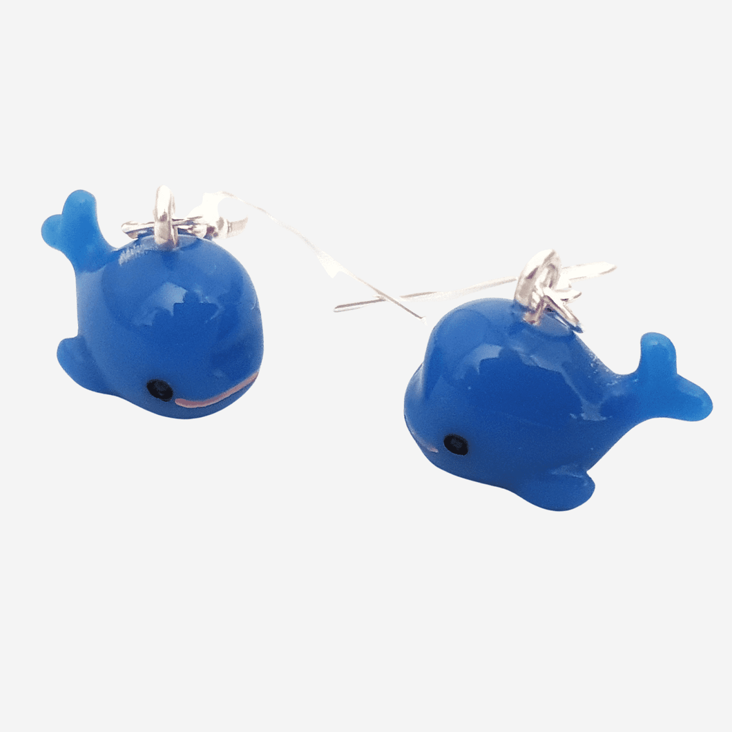 Blue Whale Earrings Silver