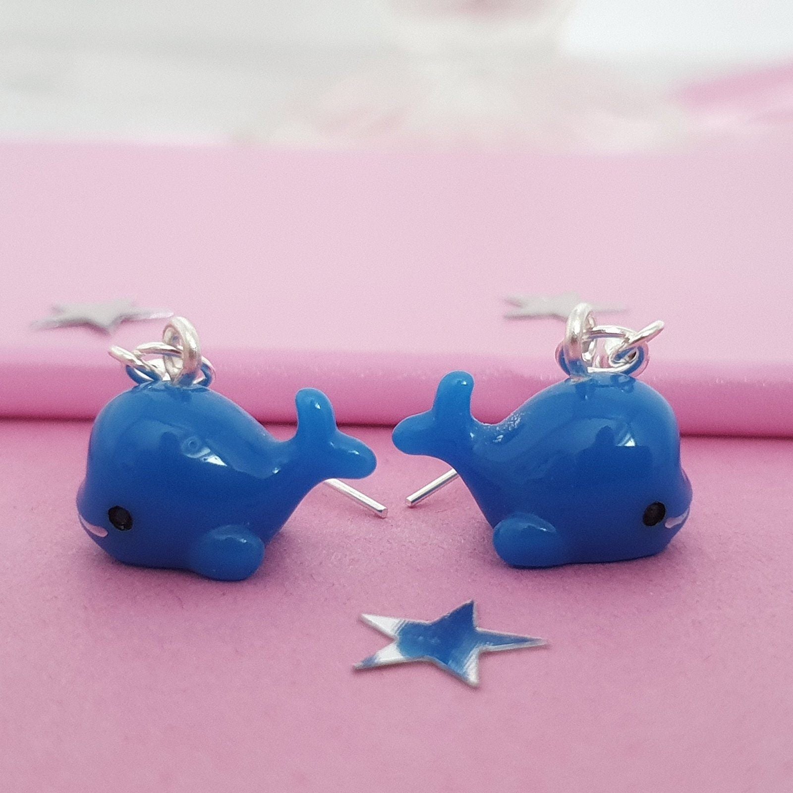 Blue Whale Earrings Silver