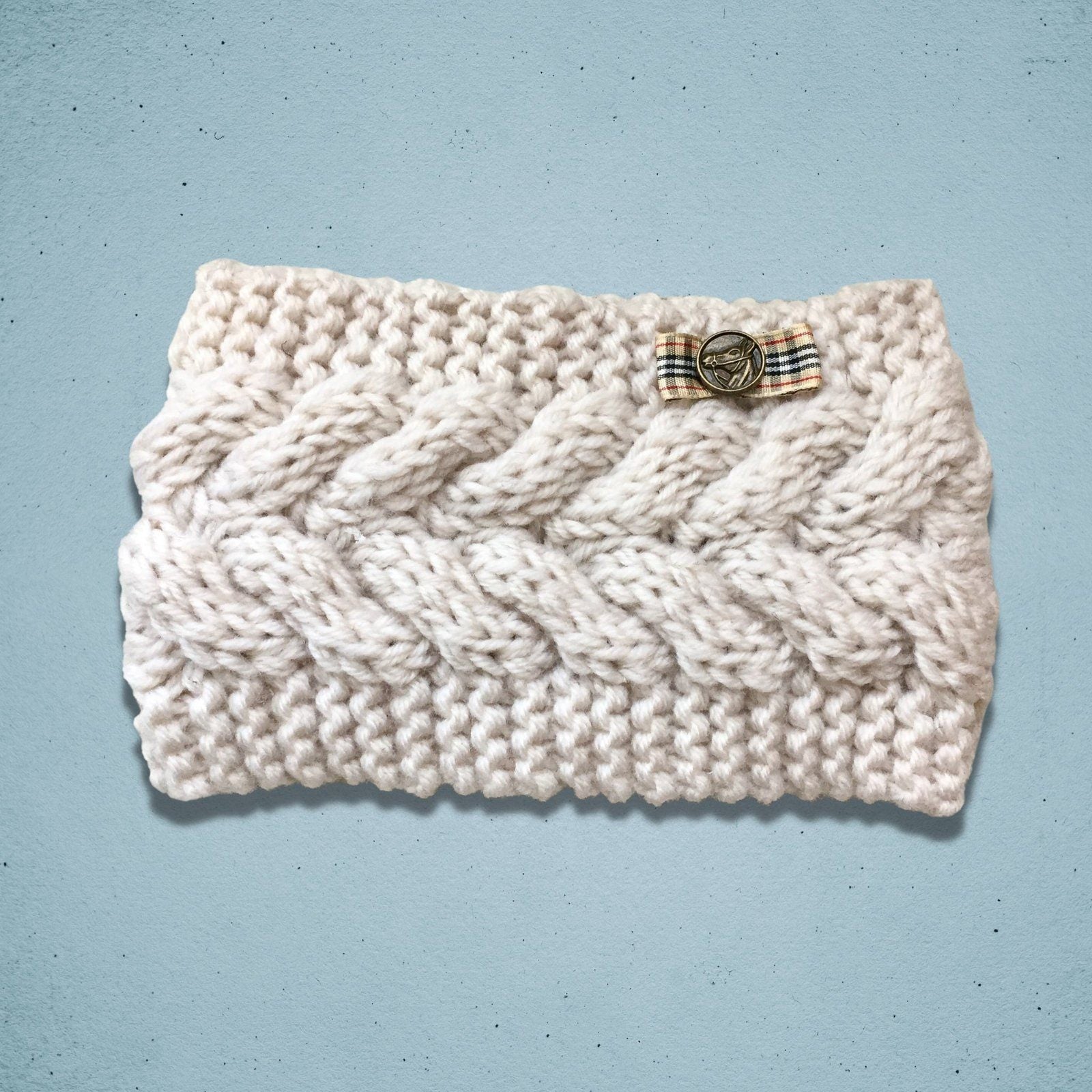 Cable Knitted Headband Ecru