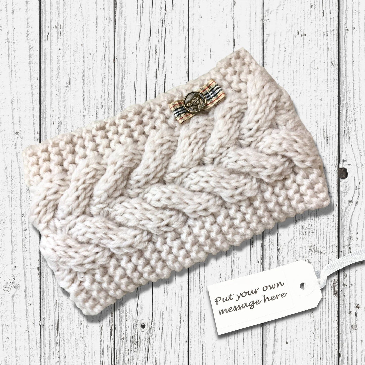 Cable Knitted Headband Ecru