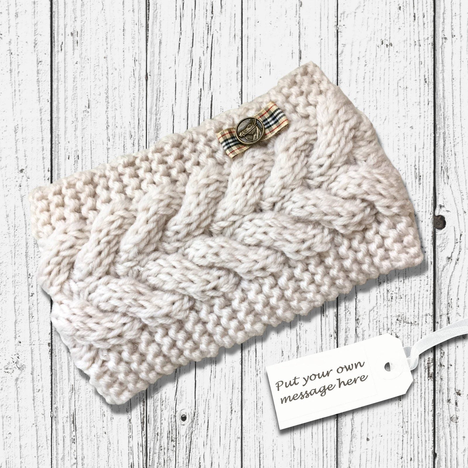 Cable Knitted Headband Ecru