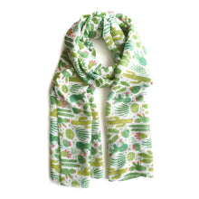 Load image into Gallery viewer, Cactus Print Scarf Green
