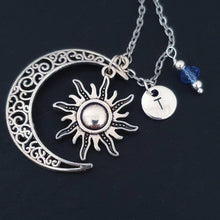 Load image into Gallery viewer, Celestial Moon Sun Necklace Silver
