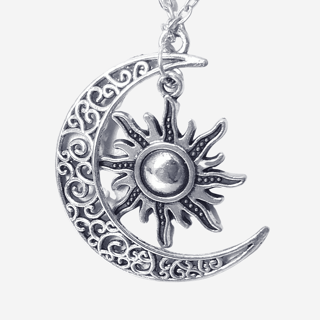 Celestial Moon Sun Necklace Silver
