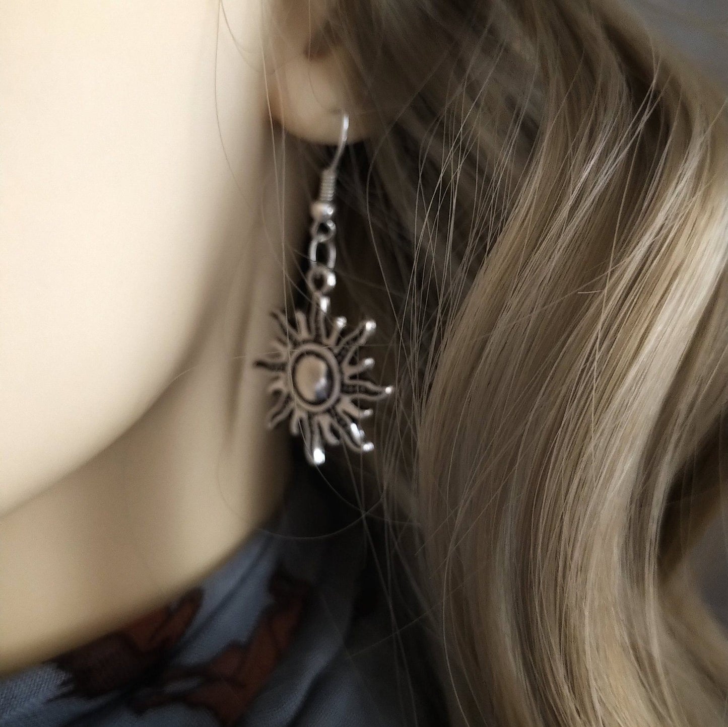 Celestial Sun Earrings Silver