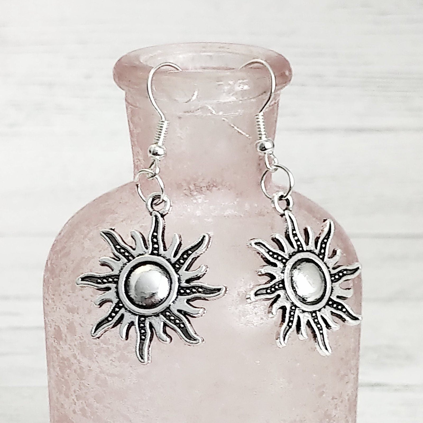 Celestial Sun Earrings Silver