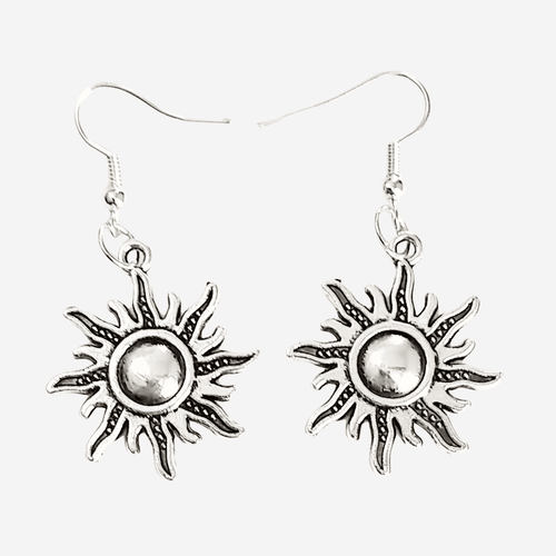Celestial Sun Earrings Silver