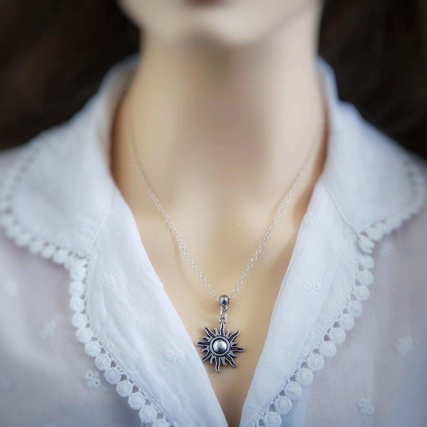 Celestial Sun Necklace Silver