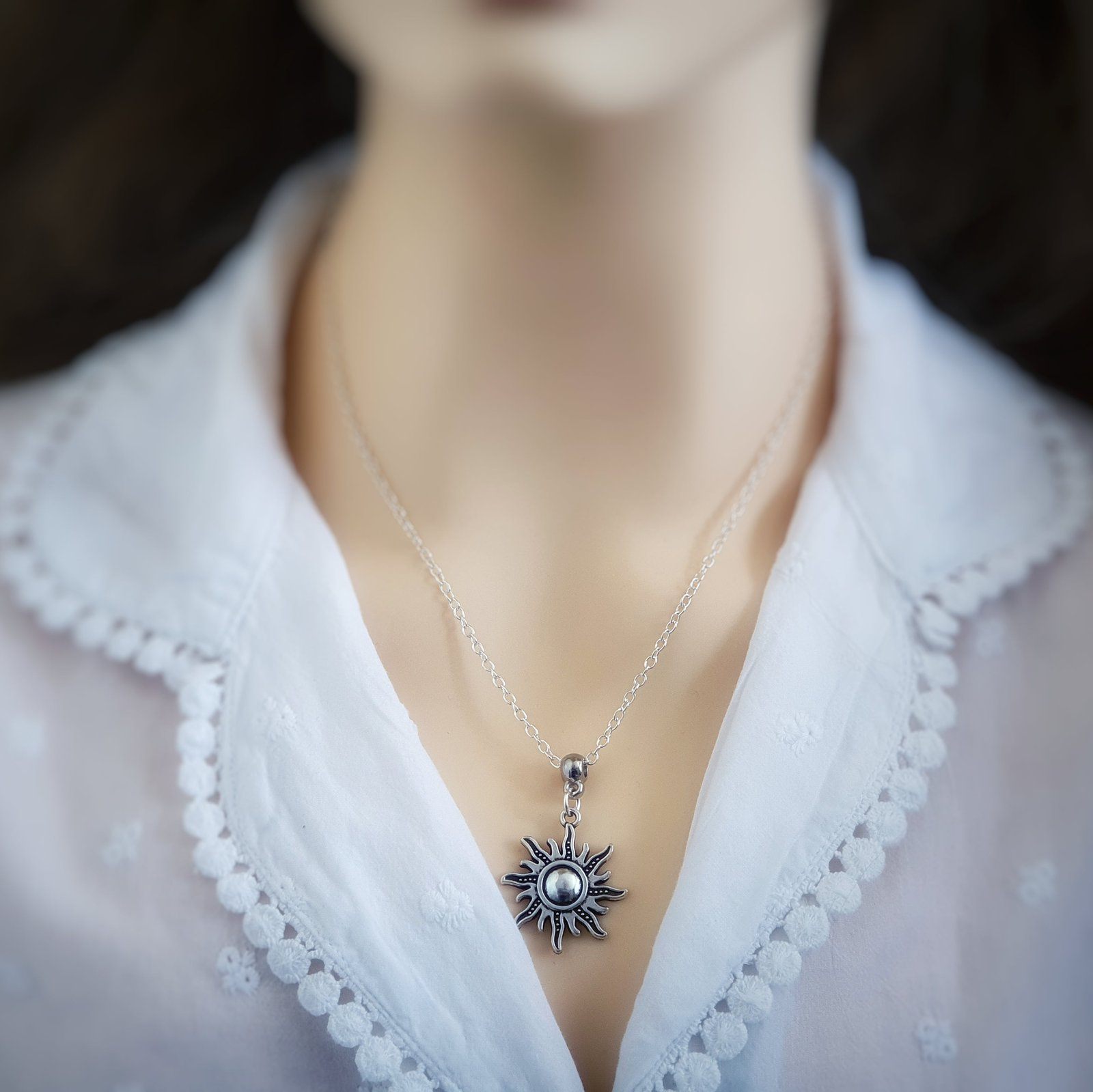 Celestial Sun Necklace Silver