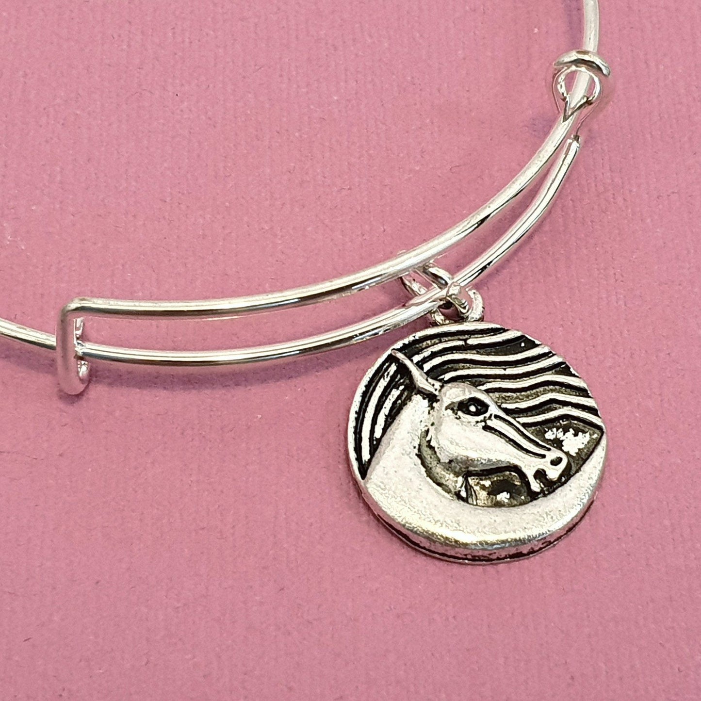 Celtic Horse Charm Bangle Silver