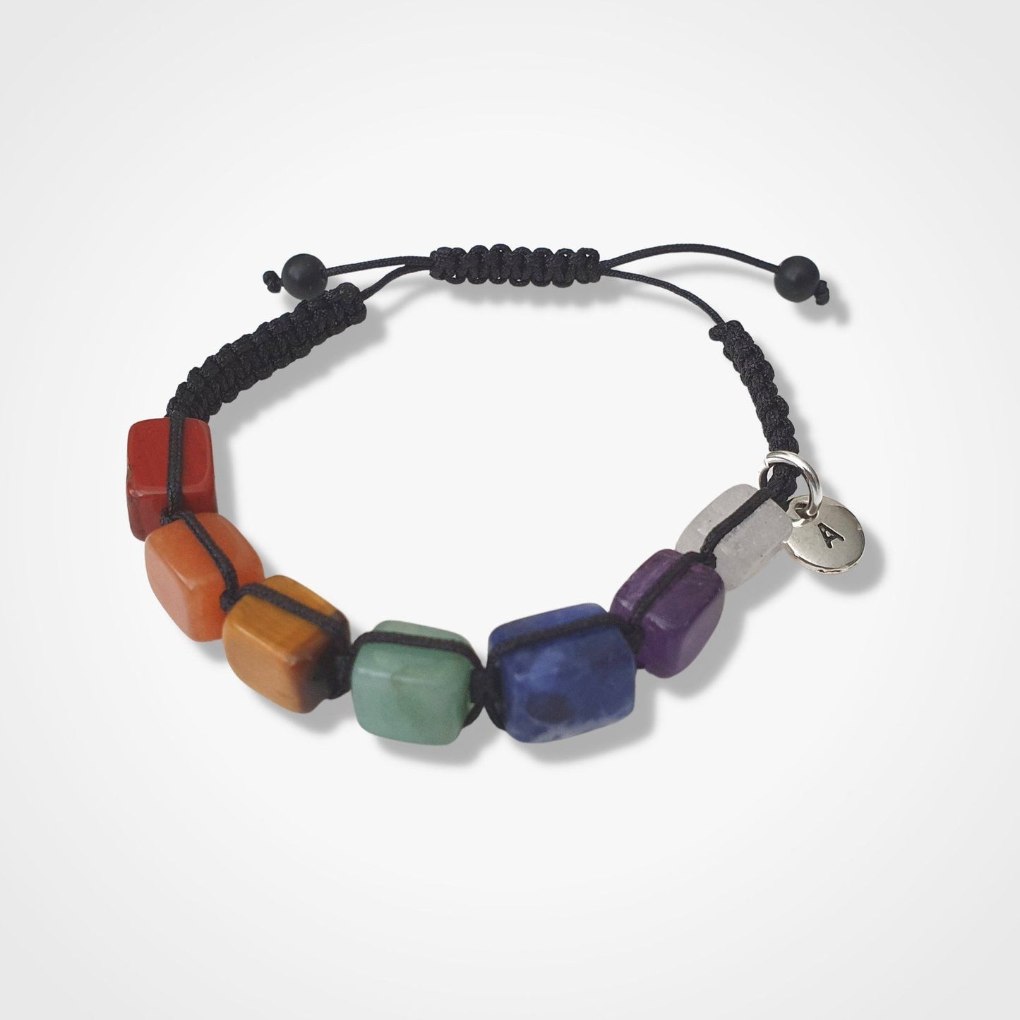 Chakra Edge Square Stone Bead Pull Bracelet