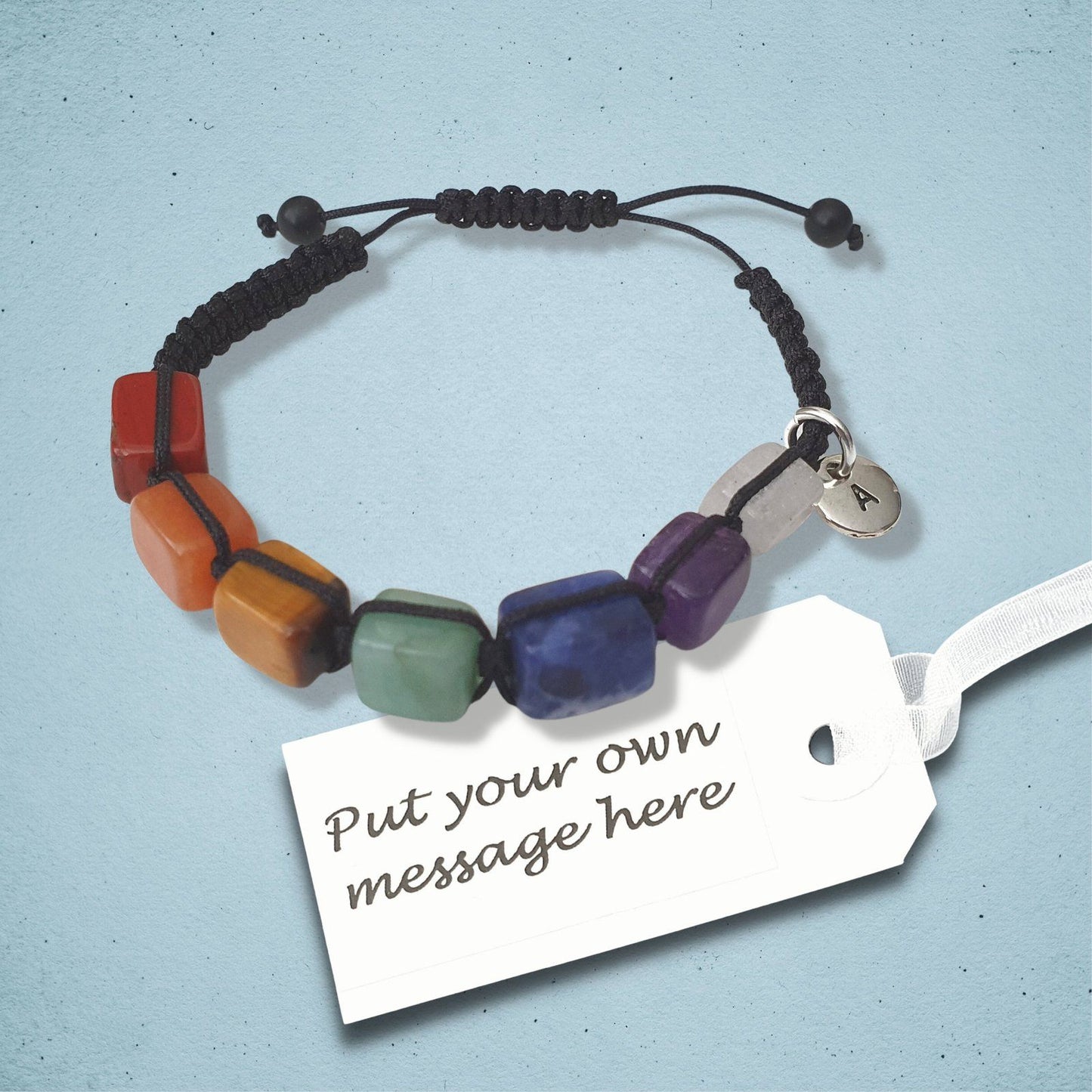 Chakra Edge Square Stone Bead Pull Bracelet