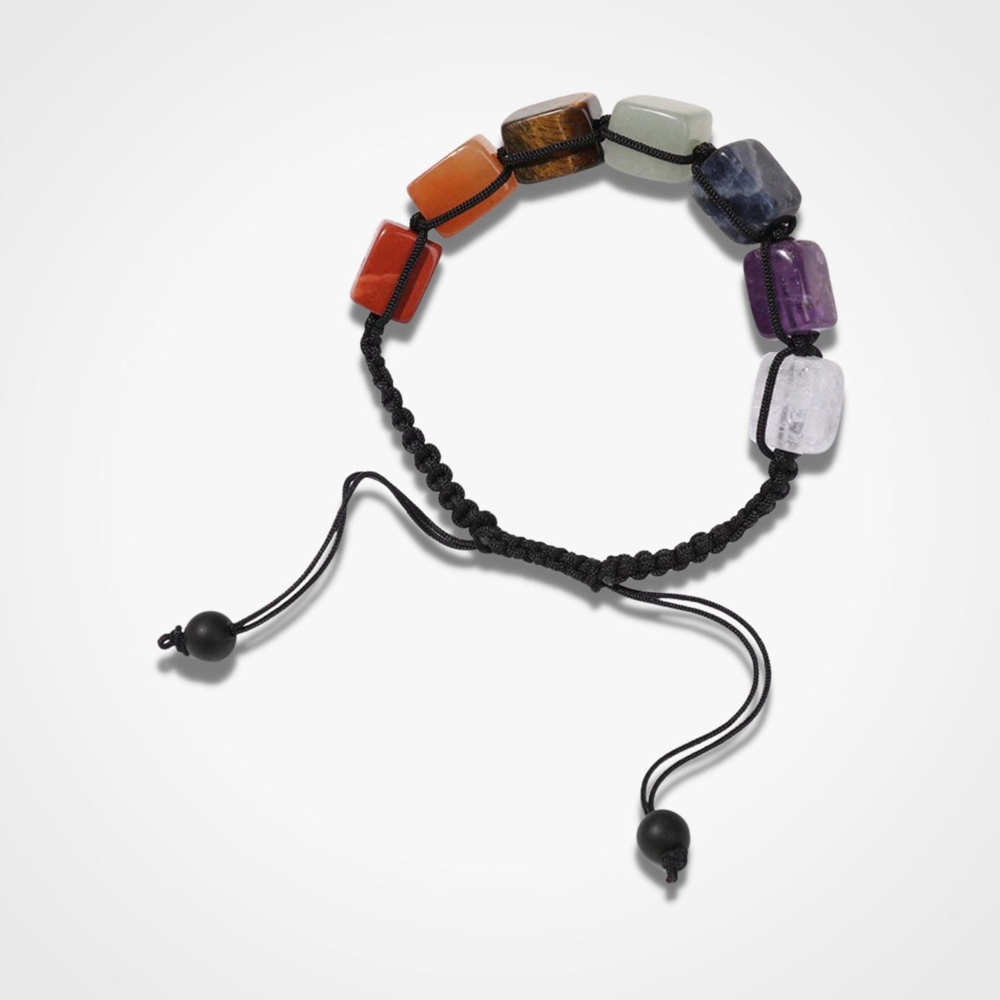 Chakra Edge Square Stone Bead Pull Bracelet